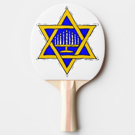 Menorah Binnen de ster van David Tafeltennisbatje (Voorkant)