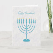 Menorah Bleue, Hanoukka Heureuse, Carte de voeux (Devant)