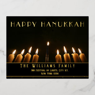 Menorah Candle Happy Hanukkah Folie Feestdagen Briefkaart
