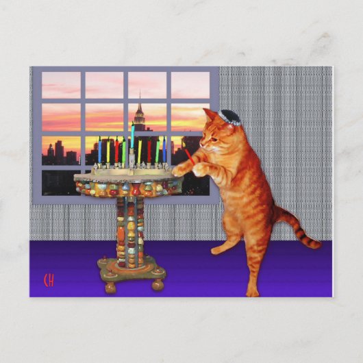Menorah Cat Briefkaart (Voorkant)