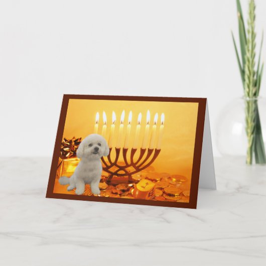 Menorah de carte Bichon Frise Chanukah (Devant)