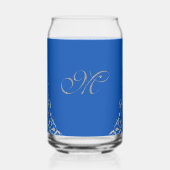 Menorah élégante bleue de Hanoukka en argent (Verso)