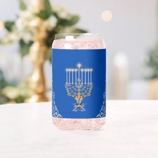 Menorah élégante bleue de Hanoukka en argent (Insitu (Mariage))