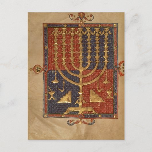 Menorah en andere vaartuigen van de tempel briefkaart (Voorkant)