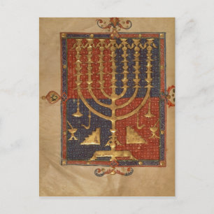 Menorah en andere vaartuigen van de tempel briefkaart