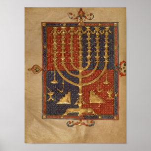 Menorah en andere vaartuigen van de tempel poster