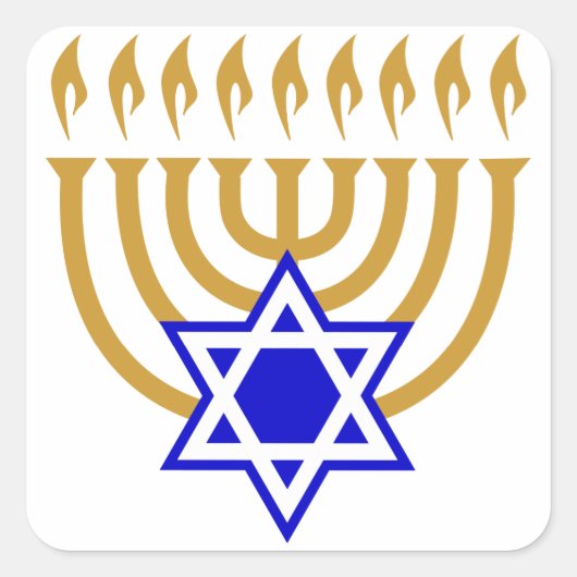 Menorah en de ster van David Vierkante Sticker (Voorkant)
