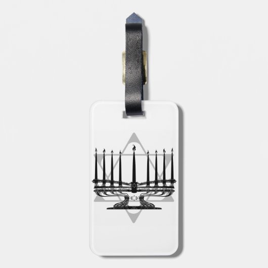 Menorah en Ster Bagagelabel (Achterkant verticaal)