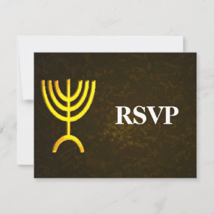 Menorah Flame Bar/Bat Mitzvah RSVP Kaartje