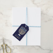 Menorah Gift Label - Navy Blue Cadeaulabel (Met Touw)