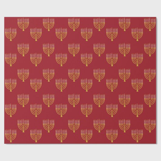 Menorah Hanukkah Candles Drawing Festive Ruby Red Cadeaupapier (Vlak)