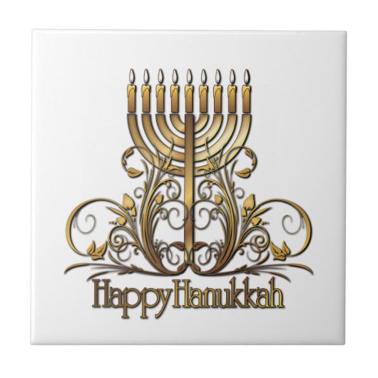 Menorah Hanukkah Greeting Tegeltje (Voorkant)