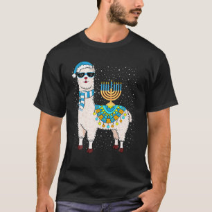 Menorah Hanukkah Llama Cute Alpaca Chanukah Gift T-shirt