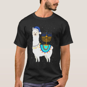 Menorah Hanukkah Llama Cute Alpaca Chanukah T-shirt