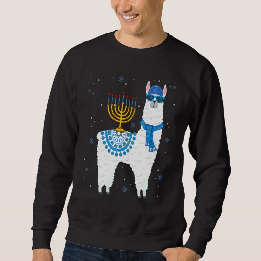 Menorah Hanukkah Llama Cute Llama Alpaca Chanukah Trui (Voorkant)