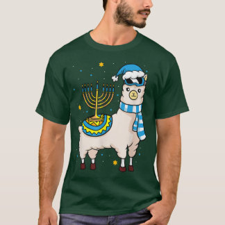 Menorah Hanukkah Llama Lovers Cute Alpaca Chanukah T-shirt