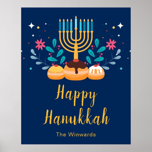 Menorah Hanukkah Party Welcome Poster (Devant)