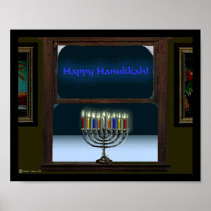 Menorah in het raam poster
