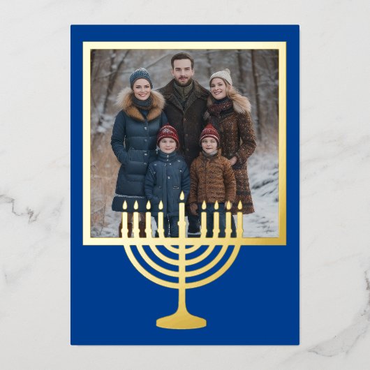 Menorah Lijst en uw foto Folie Feestdagenkaart (Voorkant)