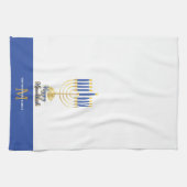 Menorah met Lights Happy Hanukkah Monogram Kitche Theedoek (Horizontaal)