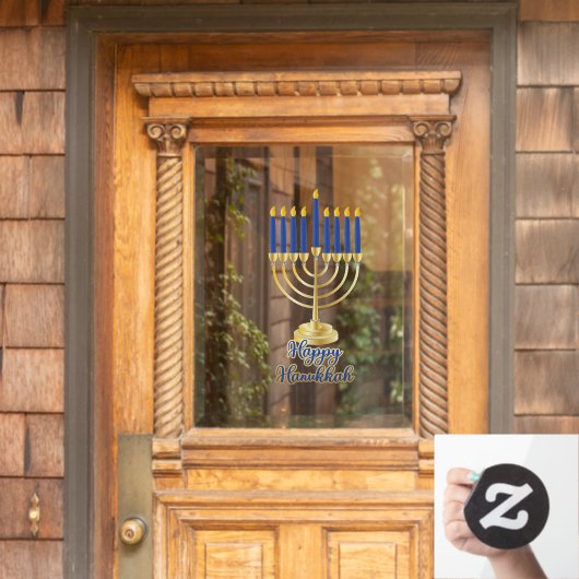 Menorah met Lights Happy Hanukkah Raamsticker (Huis Deur)