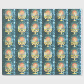 Menorah met sterren cadeaupapier (Vlak)