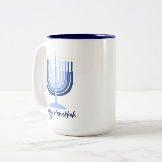 Menorah moderne Conçu Hanoukka Mug (Devant gauche)