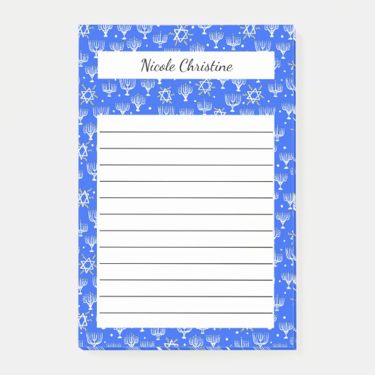 Menorah Star van David Hanukkah Blue CUSTOM Notiti Post-it® Notes (Voorkant)