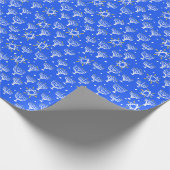 Menorah Star van David Hanukkah Pattern Blue Gift Cadeaupapier (Hoek)