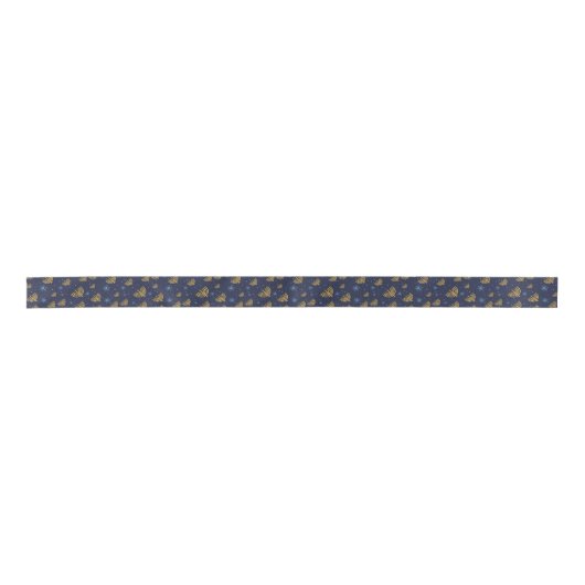 Menorah Star van David Pattern Marine Blauw Chanoe Lint (Voorkant)