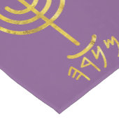 Menorah Table Runner Goud op Paarse Korte Tafelloper (Hoek)