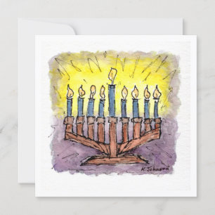 Menorah Waterverf Hanukkah Card Kaart