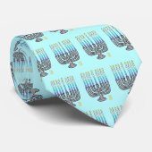 Menorah Whimsical Cravate bleu clair homme (Roulé)