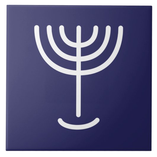 Menorah White Navy Tegeltje (Voorkant)