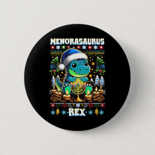 Menorasaurus Rex Dino Trex Lelijk Kersttrui  Ronde Button 5,7 Cm