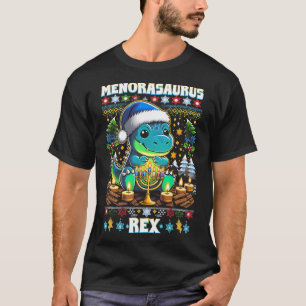 Menorasaurus Rex Dino Trex Lelijke Kersttrui T-shirt