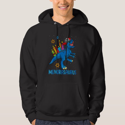 Menorasaurus Rex Dinosaur Menorah Hanukkah Hoodie (Voorkant)