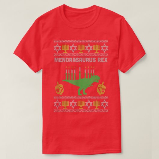 Menorasaurus Rex Shirt Kinder Hanukkah, Joodse Cha (Design voorkant)