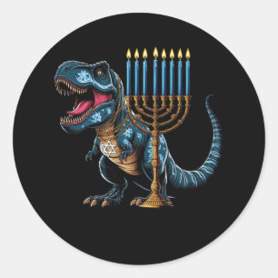 Menorasaurus rex trex dinosaurus Chanoeka Menorah Ronde Sticker