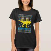 Menorasaurus Rex Trex Menorah Ugly Hanukkah T-shirt (Voorkant)