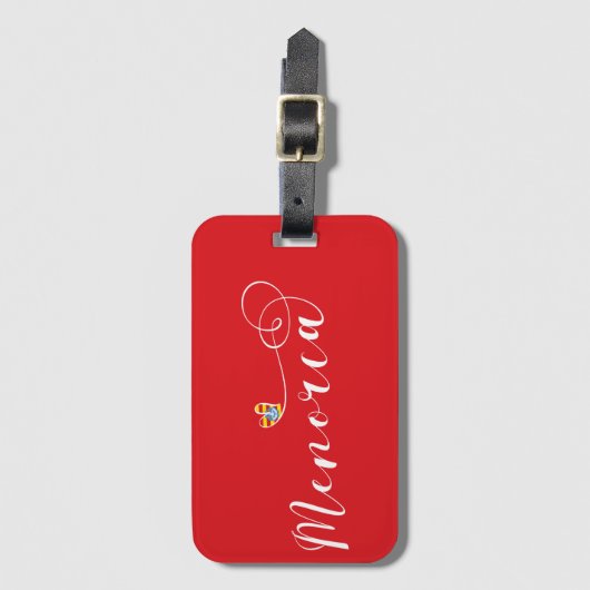 Menorca Flag Heart, Balearen Bagagelabel (Voorkant (verticaal))