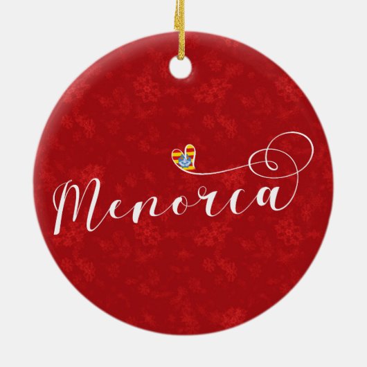 Menorca Flag Heart, Balearen Keramisch Ornament (Achterkant)