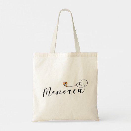 Menorca Flag Heart, Balearen Tote Bag (Achterkant)