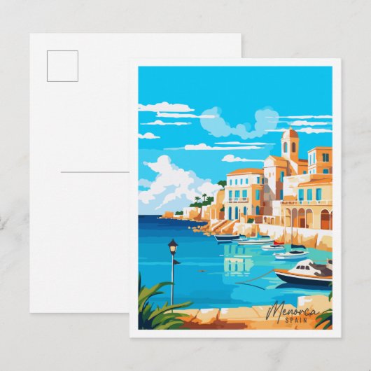 Menorca Spanje vintage reisillustratie Briefkaart (Voorkant / Achterkant)