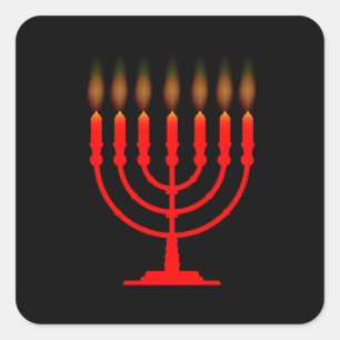 Menorh met zeven kaarsen vierkante sticker
