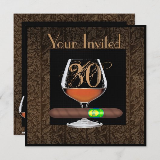 MENS 30e anniversaire INVITATIONS MODÈLE COGNAC (Devant / Derrière)