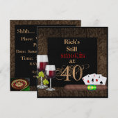 MENS 40e anniversaire Invitation VINS, Cartes, Cig (Devant / Derrière)