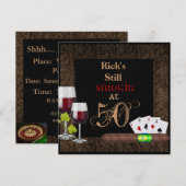 MENS 50e anniversaire Invitation VINS, Cartes, Cig (Devant / Derrière)