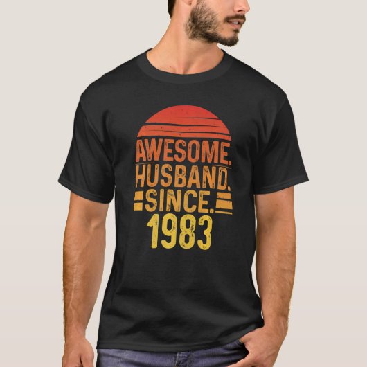 Mens Awesome Husband since 1983 Wedding Anniversar T-shirt (Voorkant)