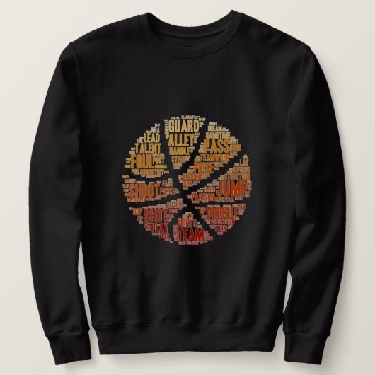 Mens Basketball Sport Jeu Sweatshirt Noir (Design devant)